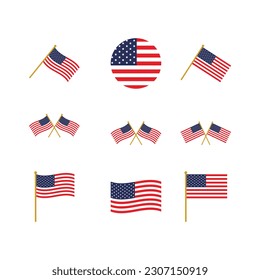 american flag logo vector icon