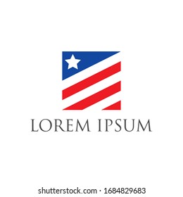 American flag logo vector scalable printable illustration