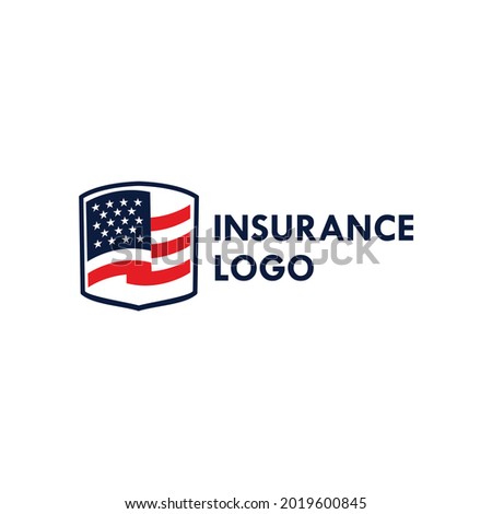 American flag logo vector. With shield as warranty insurace financial and accounting consultant business company. Apply to web site, application brand start up