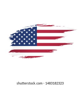 American flag made in a brush stroke background. Vector Illustration