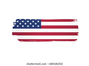 American flag made in a brush stroke background. Vector Illustration