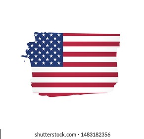 American flag made in a brush stroke background. Vector Illustration