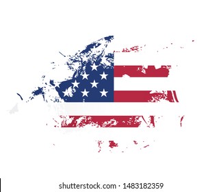 American flag made in a brush stroke background. Vector Illustration