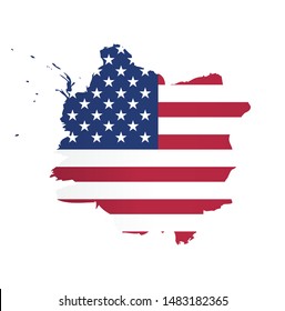 American flag made in a brush stroke background. Vector Illustration