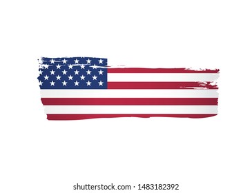 American flag made in a brush stroke background. Vector Illustration