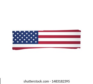 American flag made in a brush stroke background. Vector Illustration