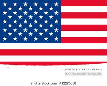 American flag made in brush stroke background. Vector Illustration