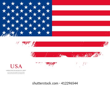 American flag made in brush stroke background. Vector Illustration