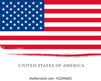 American flag made in brush stroke background. Vector Illustration