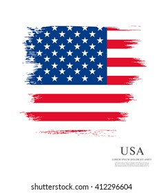 American flag made in brush stroke background. Vector Illustration