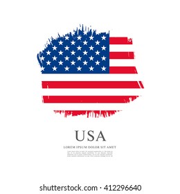 American flag made in brush stroke background. Vector Illustration
