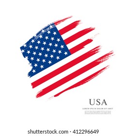American flag made in brush stroke background. Vector Illustration