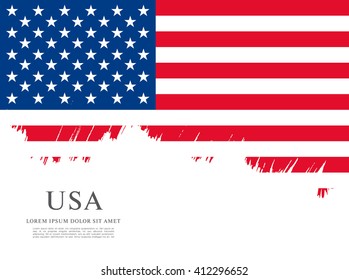 American flag made in brush stroke background. Vector Illustration