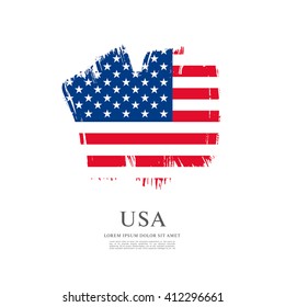 American flag made in brush stroke background. Vector Illustration