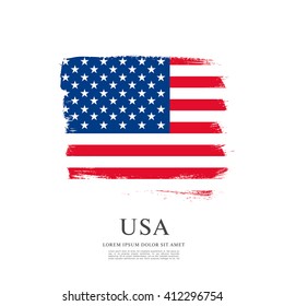 American flag made in brush stroke background. Vector Illustration