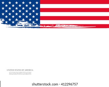 American flag made in brush stroke background. Vector Illustration