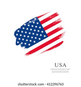 American flag made in brush stroke background. Vector Illustration