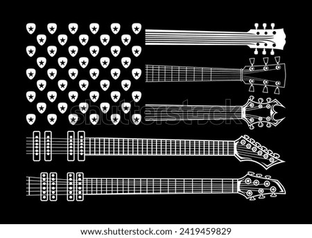 American flag made of guitar necks and picks, Rock and Roll 4th of July Musician Flag