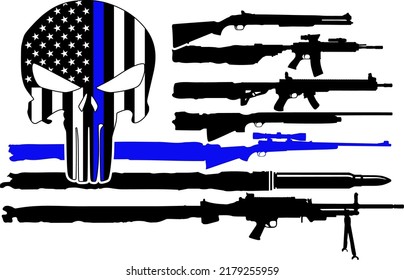 Bandera estadounidense hecha con armas