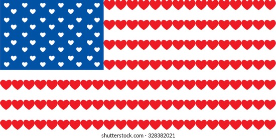 American flag made from hearts. Vector illustration