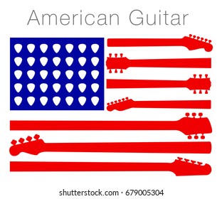 An American flag made out of guitar parts and picks 