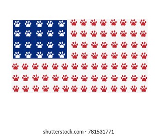 American flag made of paw prints