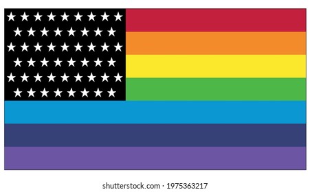 American Flag made with Rainbow and Black Lives Matter Stars