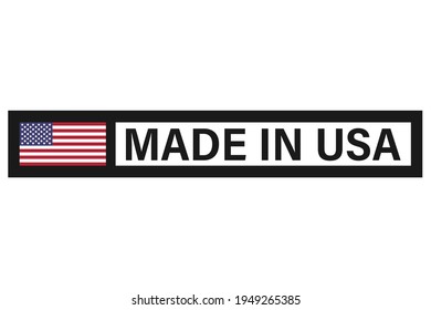 American flag and Made in the USA label, product emblem, logo design