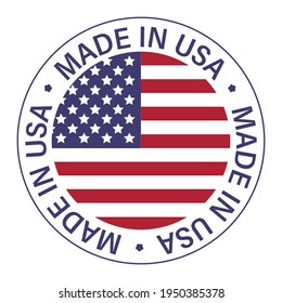 American flag and Made in the USA label, product emblem, logo design