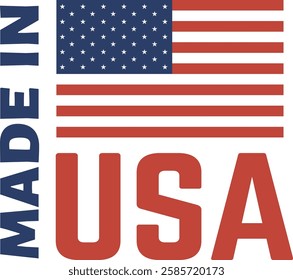 American flag and made in USA label are a patriotic symbol representing products manufactured in the United States of America, evoking national pride and quality