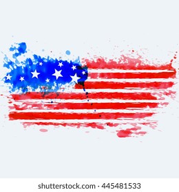 american flag made with watercolor