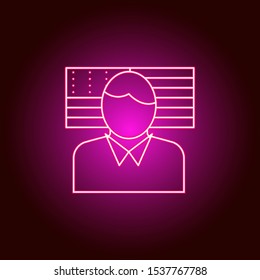 American, flag, man, icon. Modern American USA vector icon - neon vector. Can be used for web, mobile