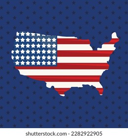 American Flag in American Map Blue Background | Vector Art