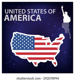 American Flag map for Independence Day. Vector illustration.