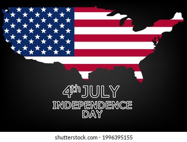 American flag map vector with Text independence day illustration