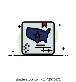 American, Flag, Map, World  Business Flat Line Filled Icon Vector Banner Template