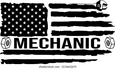 American Flag with Mechanical Tool