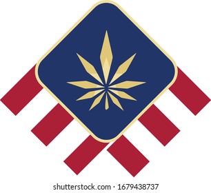 American flag medal with hemp leaf in the center of the sign