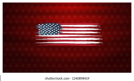 American flag for Memorial day, Veteran's day, Martin Luther King, Labor  and Columbus background, brush style