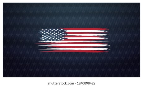 American flag for Memorial day, Veteran's day, Martin Luther King, Labor  and Columbus background, brush style