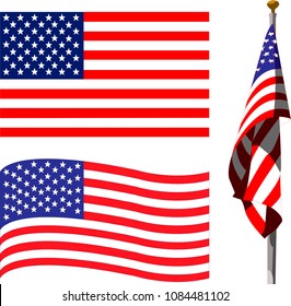 American Flag in motion on Independence Day, American Flag Day Vector