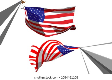 American Flag in motion on Independence Day, American Flag Day Vector