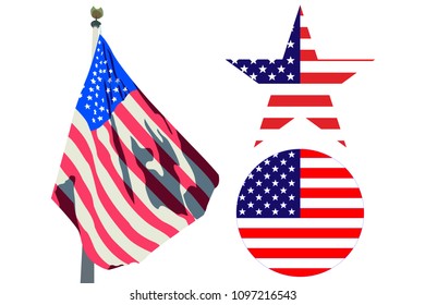 American Flag in motion on Independence Day, American Flag Day Vector