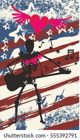 American flag and music style graphic design vector art