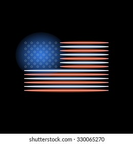 American flag neon light. Vector illustration