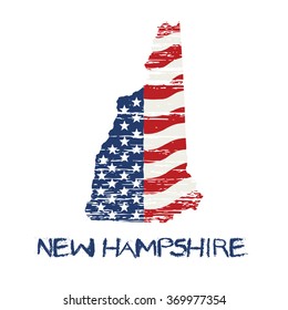 American flag in new hampshire map. Vector grunge style