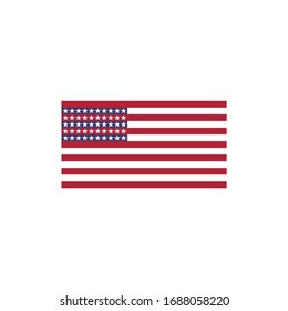 Amerikanische Flagge nicht typisch Ansicht. Postkarten- oder T-Shirt-Druck. Eine amerikanische Postkarte. Stockillustration für Vektorillustrationen einzeln auf weißem Hintergrund.