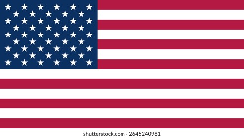 American Flag in Official RGB Colors. USA flag flat vector design. American flag with 50 stars. United states of America flag icon	