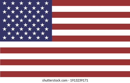 American Flag Old Glory vector isolated on transparent background. 13 stripes and 50 stars.