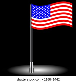 The American flag on a black background